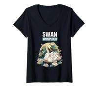 Womens Swan Whisperer. Swans Swan V-Neck T-Shirt