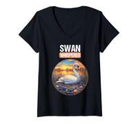 Womens Swan Whisperer. Swans Swan V-Neck T-Shirt