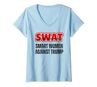 Womens SWAT Smart Women Against Trump Funny Anti-Trump V-Neck T-Shirt