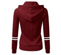 Women's Sweat Jacket, Hooded Pullover, Women's Fleece Jacket with Hood, Hoodie for Women, Pullover Tops, Basic Hooded Jacket, Sweatshirt with Zip, Causal Winter Jacket, Plush Jacket, Outdoor, Wine Red