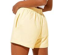 Womens Sweat Shorts Casual Summer Athletic Shorts Elastic Comfy Shorts High Waist Sweatpants with Pockets Loose Shorts (Beige, L)