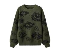 Women's Sweater Casual Chic Eye Pattern Crew Neck Sweater Soft Long Sleeve Women's Cozy Pullover for Everyday Wear (sweater4,L)