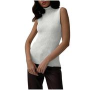 Women's Sweater Vest Sleeveless Jumpers Turtleneck Jumper Vest Casual Slim Fit Pullover Basic Knitted Tank Top White