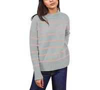 Women's Sweaters Casual Long Sleeve Mock Neck Drop Shoulder Tunic Striped Pullover Knit Sweater Tops, Grey, L