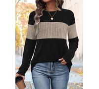 Womens Sweaters Trendy Color Block Tops Long Sleeve Shirts Fall Outfits Early Fall Fashion 2025 Winter Clothing