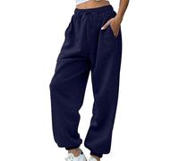 Womens Sweatpants Joggers Drawstring Elastic Waist Ladies Tracksuit Bottoms Short Leg Winter Warm Fleece Lounge Pants Loose Comfort Oversized Sweatpants With Pockets Fashion Thermal Womens Trousers