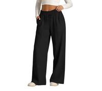 Women's Sweatpants Straight Leg Drawstring Joggers Elastic Waist Tracksuit Bottoms with Pockets Casual Loose Fit Jogging Pants Plain Sports Trousers for Yoga Fitness Gym Lounge Wear Black