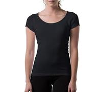 Women's Sweatproof Undershirt - Cotton Scoop Neck T-Shirt with Underarm Sweat Pads - Original Fit - Aluminum-Free Alternative - Black - Medium