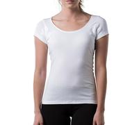 Women's Sweatproof Undershirt - Cotton Scoop Neck T-Shirt with Underarm Sweat Pads - Original Fit - Aluminum-Free Alternative - White - Small