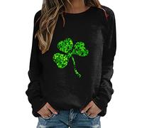 Womens Sweatshirt Casual Lightweight Long Sleeve Jumper Slim Fit Irish Lucky Shamrock Print Pullover Novelty Green Day Tops Blouse St. Patricks Day Outfits Paddy's Day Tops Gym Tops Streetwear