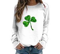 Womens Sweatshirt Casual Lightweight Long Sleeve Jumper Slim Fit Irish Lucky Shamrock Print Pullover Novelty Green Day Tops Blouse St. Patricks Day Outfits Paddy's Day Tops Gym Tops Streetwear