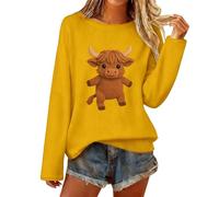Womens Sweatshirt,Cute Animal Knit Crewneck Sweatshirt For Cozy Soft Threads With Playful Character Embroidery