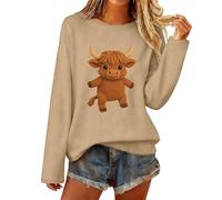 Womens Sweatshirt,Cute Animal Knit Crewneck Sweatshirt For Cozy Soft Threads With Playful Character Embroidery