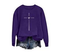 Women's Sweatshirt Faith Hope Love Christian Sweatshirt Crewneck Inspirational Graphic Pullover Blouse Top Long Sleeve Tops Casual T Shirt Blouses Tunic Pullover Sweatshirt Funny Casual Tops Purple