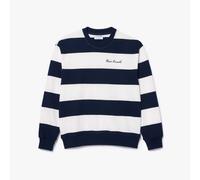 Women's Sweatshirt Lacoste French Made Oversized Striped Pullover in White Blue