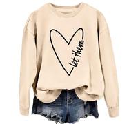 Women's Sweatshirt Let Them Inspiring Letter Print Long Sleeve Crew Neck Graphic Pullover Top Casual Shirt Winter Suit Women (Beige, XL)