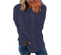Womens Sweatshirt Long Sleeve Crew Neck Pullover Lightweight Casual Comfy Basic Workout Tunic Blouse Shirts Elegant Solid Solor Loose Dressy Going Out T Shirt for Ladies