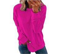 Womens Sweatshirt Long Sleeve Crew Neck Pullover Lightweight Casual Comfy Basic Workout Tunic Blouse Shirts Elegant Solid Solor Loose Dressy Going Out T Shirt for Ladies