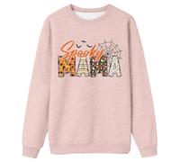 Women's Sweatshirt 'Spooky Mama' for Halloween - Jumper for Mums in the Scary Season | Long Sleeve Shirt with Spider Web and Pumpkin Patterns, style_n03 pink, XXL