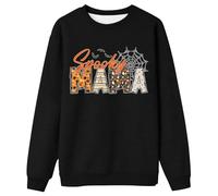 Women's Sweatshirt 'Spooky Mama' for Halloween - Jumper for Mums in the Scary Season | Long Sleeve Shirt with Spider Web and Pumpkin Patterns, style_n01 black, XL