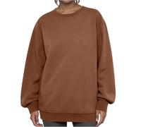 Womens Sweatshirt Uk, Womens Oversized V Neck Long Sleeve Casual Loose Fit Pullover Sweaters Top Solid Color Thin Sweatshirts Shirts 30th Birthday Gifts for Women,Brown,XL,u16a