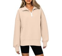 Womens Sweatshirt Uk, Women's Quarter Zip Jumpers Fleece Lined Warm Pullover Sweater Tops Plain Loose Comfortable Oversized Sweatshirts with Two Pockets 21st Birthday Gifts for Her,Yellow,XXL,u275a
