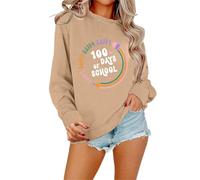 Womens Sweatshirt,Women'S 100 Days Of School Sweatshirt Long Sleeve Teacher'S Top School Celebration Hoodless Hoodie