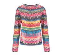 Womens Sweatshirt Women's Knitted Isle Print Retro Sweater Casual Loose Crewneck Long Sleeve Lightweight Cropped Pullover Tops Fall Outfits for Women (Hot Pink, S)