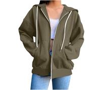 Women's Sweatshirt Womens Solid Color Sweatshirts Zipper Women's Loose Casual Pockets Sweatshirts Work for Women Casual Hooded Top Lightweight Hooded Top Loose Sweatshirt UK Size S-XXL
