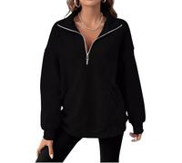Women's sweatshirt, women's sports jacket, lapel collar with half zip, casual, solid colour, loose fit, pullover, chic and elegant, fitting, temperament, streetwear, sportwear