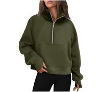Women's sweatshirt, women's sports jacket, turtleneck, half-zip, casual, solid colour, loose fit, short pullover, chic and elegant, all-weather autumn, winter, sportswear
