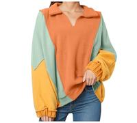 Women's sweatshirt, women's sweatshirt, large size, lapel collar, chic and elegant, casual, contrasting colours, pullover, loose fit, fit, temperament, long sleeve, warm polo shirt, sportwear