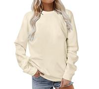 Women's Sweatshirts Crew Neck Long Sleeve Tunic Tops Casual Plain Lightweight Classic-Fit Ladies Jumpers Plus Size Swearshirt without Hood Pullover Top