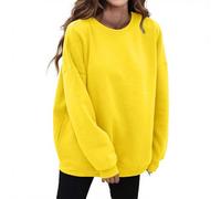 Women's Sweatshirts Crew Neck Long Sleeve Tunic Tops Loose Fit Plain Plus Size Jumpers Soft Comfortable Sport Sweatshirts Fashion Lightweight Without Hood Pullover Top Spring Fall Costumes Yellow