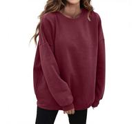 Women's Sweatshirts Crew Neck Long Sleeve Tunic Tops Loose Fit Plain Plus Size Jumpers Soft Comfortable Sport Sweatshirts Fashion Lightweight Without Hood Pullover Top Spring Fall Costumes Wine