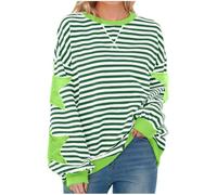 Women's Sweatshirts for Women UK Oversized Striped Star Pullover Tops Drop Shoulder Long Sleeve Womens Sweatshirts Y2k Loose Fit Casual Tops Pullovers Baggy Lightweight Spring Fall Blouse