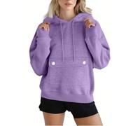 Women's Sweatshirts, Ladies Hoodies Plain Hooded Sweatshirt Solid Color Fleece Hoodie with Pockets Comfortable Pullover Tops Loose Fit Sweaters Drawstring Hoody Ladies Jumpers Size 8-18