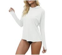 Women's Sweatshirts Long Sleeve Sun Shirts Running Jackets UPF 50+ UV Protection Hoodies SPF Rash Guard Top with Thumb Holes Lightweight Quick Dry Hiking Casual Summer Beach Plain Pullover Shirt