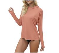 Women's Sweatshirts Long Sleeve Sun Shirts Running Jackets UPF 50+ UV Protection Hoodies SPF Rash Guard Top with Thumb Holes Lightweight Quick Dry Hiking Casual Summer Beach Plain Pullover Shirt