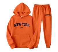 Women's Sweatshirts Set of Hoodie and Jogging Bottoms with Letter Print for Couples, Unisex, York Theme, Casual Wear, Comfortable and Stylish Tracksuit with Hood, Blood Angel Pullover, orange, M