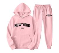 Women's Sweatshirts Set of Hoodie and Jogging Bottoms with Letter Print for Couples, Unisex, York Theme, Casual Wear, Comfortable and Stylish Tracksuit with Hood, Blood Angel Pullover, pink, XL