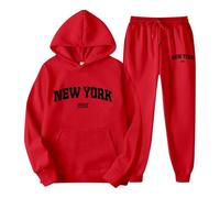 Women's Sweatshirts Set of Hoodie and Jogging Bottoms with Letter Print for Couples, Unisex, York Theme, Casual Wear, Comfortable and Stylish Tracksuit with Hood, Blood Angel Pullover, red, M