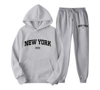Women's Sweatshirts Set of Hoodie and Jogging Bottoms with Letter Print for Couples, Unisex, York Theme, Casual Wear, Comfortable and Stylish Tracksuit with Hood, Blood Angel Pullover, gray, L