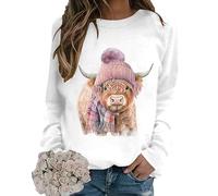 Women's Sweatshirts Sweater Cute Highland Cow 3D Print T Shirts Long Sleeve Novelty Graphic Pullover Jumper Tee Tops