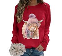 Women's Sweatshirts Sweater Cute Highland Cow 3D Print T Shirts Long Sleeve Novelty Graphic Pullover Jumper Tee Tops