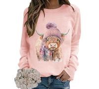 Women's Sweatshirts Sweater Cute Highland Cow 3D Print T Shirts Long Sleeve Novelty Graphic Pullover Jumper Tee Tops
