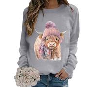Women's Sweatshirts Sweater Cute Highland Cow 3D Print T Shirts Long Sleeve Novelty Graphic Pullover Jumper Tee Tops