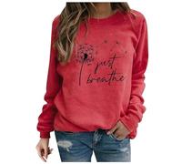 Women's Sweatshirts UK Clearance Ladies Jumpers Dandelion Print Crewneck Long Sleeve Tops Basic Jumper Tunic Blouse Shirts Casual Lightweight Comfy Pullover for Thanksgiving