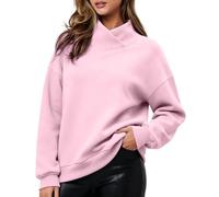 Women'S Sweatshirts Uk,Elegant High Neck Casual Sweatshirt-Solid Color Hoodless Knit Top For Everyday Comfort And Modern