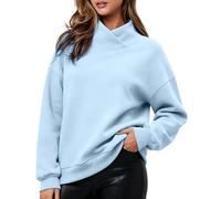 Women'S Sweatshirts Uk,Elegant High Neck Casual Sweatshirt-Solid Color Hoodless Knit Top For Everyday Comfort And Modern